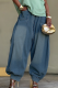 Casual Solid Color Pocket Mid Waist Loose Denim Jeans