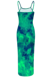 Sexy Print Spaghetti Strap Long Dresses