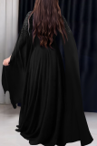 Sexy Elegant Solid Color Hollow Out Hot Drill O Neck Long Dresses