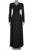 Elegant Solid Color V Neck Long Dresses