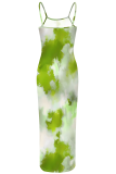 Sexy Print Spaghetti Strap Long Dresses