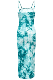 Sexy Print Backless Spaghetti Strap Long Dresses
