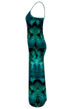 Sexy Print Backless Spaghetti Strap Long Dresses