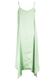 Sexy Solid Color Patchwork Spaghetti Strap Irregular Dresses