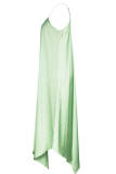 Sexy Solid Color Patchwork Spaghetti Strap Irregular Dresses