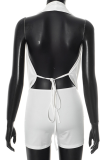 Sexy Solid Color Deep V Neck Sleeveless Two Pieces