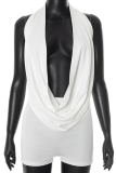 Sexy Solid Color Deep V Neck Sleeveless Two Pieces