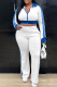 Casual Stripe Zipper Turndown Collar Long Sleeve Two Pieces