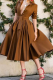 Casual Solid Color Buckle Bandage Crystal Turndown Collar Long Dresses