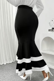 Elegant Contrast Fishtail Plus Size