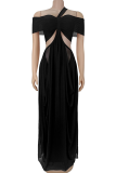 Sexy Solid Color Hollow Out Off Shoulder Long Dresses