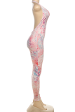 Sexy Print Backless Halter Skinny Jumpsuits