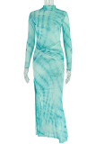 Elegant Print O Neck Long Dresses