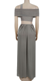 Sexy Solid Color Hollow Out Off Shoulder Long Dresses