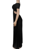 Sexy Solid Color Hollow Out Off Shoulder Long Dresses