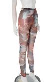 Sexy Print Skinny Mid Waist Conventional Full Print Bottoms