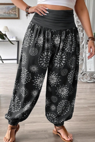 Casual Print Patchwork Plus Size