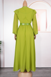 Elegant Solid Color Hollow Out Hot Drill O Neck Long Plus Size Dresses