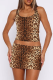 Sexy Print U Neck Sleeveless Two Pieces