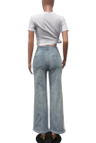 Casual Solid Color Hot Drill Loose Mid Waist Conventional Patchwork Bottoms