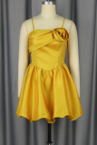 Sexy Solid Color Flower Shape Spaghetti Strap A Line Dresses