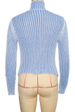 Casual Stripe Zipper Zipper Collar Outerwear