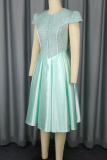 Elegant Solid Color Bow Decor O Neck Long Dresses