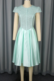 Elegant Solid Color Bow Decor O Neck Long Dresses