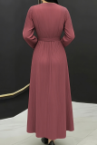 Elegant Solid Color Strap Design O Neck Long Dresses