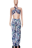 Sexy Print Backless Strapless Sleeveless Two Pieces
