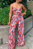 Sexy Print Backless Strapless Sleeveless Two Pieces