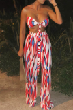 Sexy Print Backless Strapless Sleeveless Two Pieces