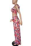 Sexy Print Backless Strapless Sleeveless Two Pieces