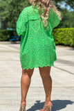 Sexy Solid Color Hollow Out Buckle Turndown Collar Shirt Dresses