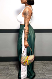 Casual Contrast Loose High Waist Wide Leg Patchwork Bottoms