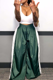 Casual Contrast Loose High Waist Wide Leg Patchwork Bottoms
