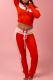 Casual Cross Straps Contrast Spaghetti Strap Long Sleeve Two Pieces