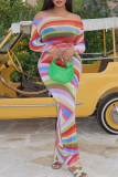Sexy Colorblock Patchwork Off Shoulder Long Dresses