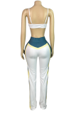 Casual Cross Straps Contrast Spaghetti Strap Long Sleeve Two Pieces