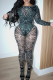 Sexy Print O Neck Long Sleeve Two Pieces