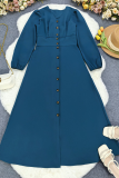 Elegant Solid Color Buckle V Neck Long Dresses
