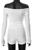 Sexy Solid Color Hollow Out Off Shoulder Skinny Rompers