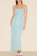 Sexy Solid Color Slit Zipper Spaghetti Strap Denim Dresses