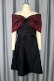 Elegant Solid Color Bow Decor Off Shoulder A Line Dresses