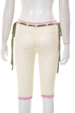 Casual Solid Color Draw String Regular Low Waist Conventional Patchwork Bottoms