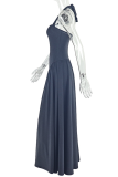 Elegant Solid Color Backless Halter Long Dresses
