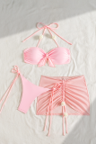 Sexy Solid Color Backless Strap Design 3 Piece Sets