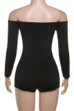 Sexy Solid Color Hollow Out Off Shoulder Skinny Rompers