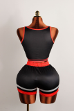Sexy Sportswear Digital Contrast U Neck Sleeveless Two Pieces