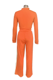 Casual Sportswear Zipper Contrast Zipper Collar Long Sleeve Two Pieces